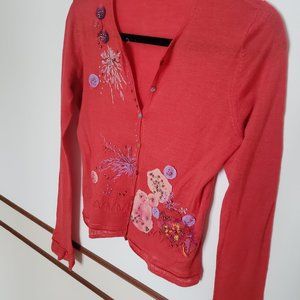 BEAD EMBROIDERY KNIT CARDIGAN SWEATER
